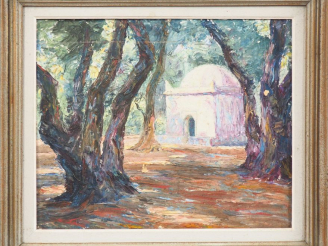 Vente aux enchères Ecole orientaliste Xxème. "paysage". Huile sur carton. Dim.38 x 46 cm.