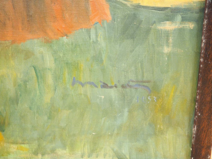 Ecole orientaliste Xxème. "Soldat africain". Grand huile sur toile, si