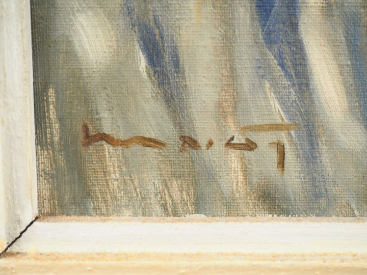 Ecole africaniste XXème.   "Portrait d'homme". Huile sur toile, signée