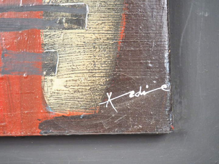 ALDINE. "Les chats" Huile sur toile, signée en bas à droite et titrée 