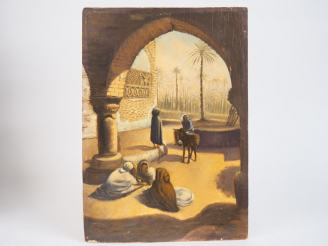 Vente aux enchères ANTONUSCI. "Sfax". Huile sur panneau, signée en bas à droite. Dim. 39 