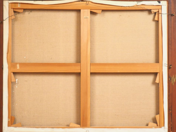 Philippe AUGE. "Jeune fille à la rose". Huile sur toile, signée en bas