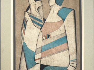 Vente aux enchères Mikhail CHEMIAKIN. "Personnages". Lithographie en couleur signée en ba