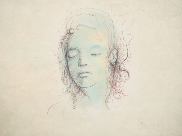 Léonor FINI. "Portrait". Lithographie en couleur, signée bas à droite 