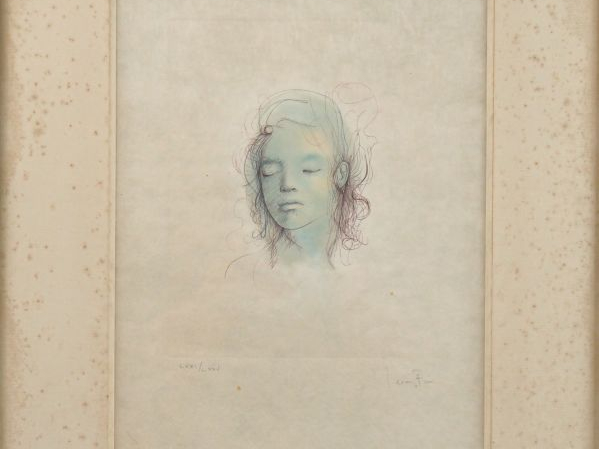 Léonor FINI. "Portrait". Lithographie en couleur, signée bas à droite 