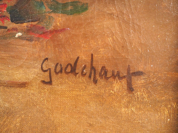 GODCHAUX. "Bouquet de fleur". Huile sur toile, signée en bas à droite.