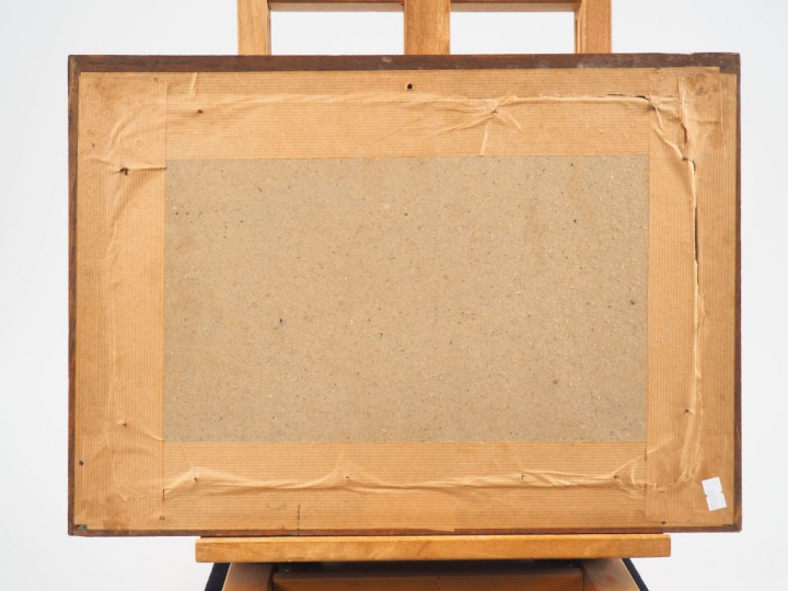 GROGLIA (?) "Scène de marché". Aquarelle signée en bas à droite. Dim. 