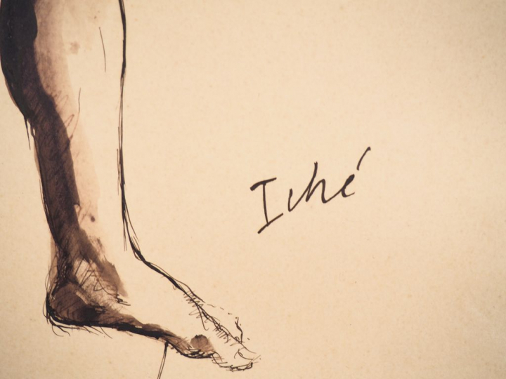 René ICHE. "Etude de nue". Dessin à l'encre, signé en bas à droite. Di