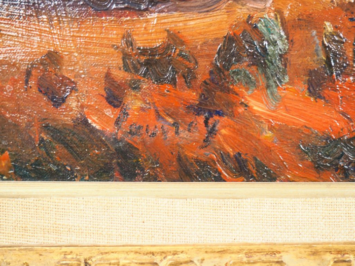 Abel LAUVRAY. "Antibes, derrière les pins". Huile sur toile, signée en