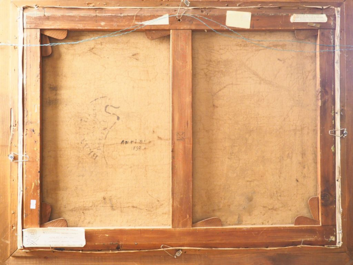 Abel LAUVRAY. "Antibes, derrière les pins". Huile sur toile, signée en