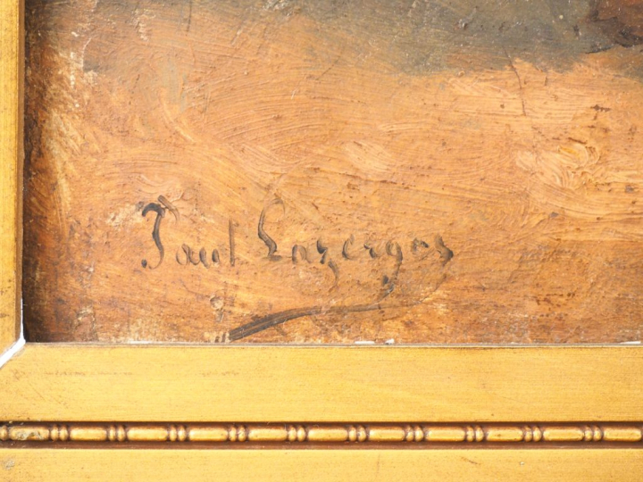 Paul LAZERGES. "Berger berbère". Huile sur panneau, signée en bas à ga