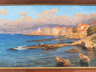 Vente aux enchères A. LECOCQ. "Beyrouth". Huile sur toile, signée en bas à gauche et daté