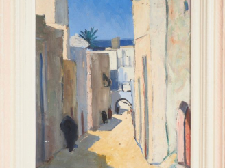 Vente aux enchères Gaëtan MIFSUD. "Ruelle dans la ville de Sousse". Huile sur toile, sign
