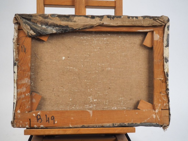 Cristobal TORAL. "Manzanas". Huile sur toile, signée en bas à droite. 