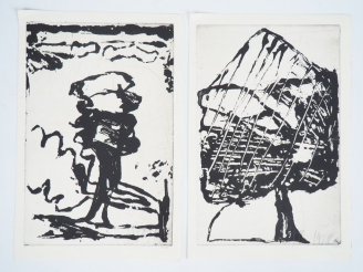 Vente aux enchères Jean-pierre PINCEMIN.  "Arbres" 2 eaux-fortes, signées en bas à droite