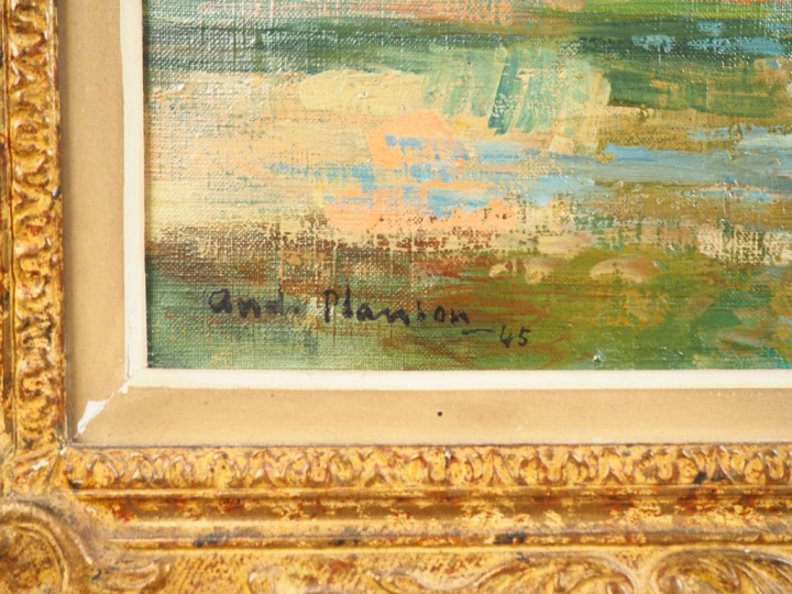 André PLANSON. "Les bords de Seine". Huile sur toile, signée en bas à 