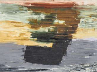 Vente aux enchères Jean PONS.  "Paysage abstrait". Huile sur toile, signée en bas à gauch