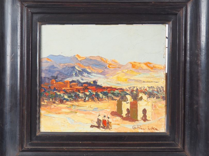 PROCHESKA. "Paysages de l'Atlas". Huile sur carton, signée en bas à dr