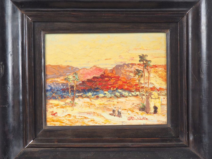 PROCHESKA. "Paysages de l'Atlas". Huiles sur carton, signée en bas à d