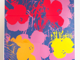 Vente aux enchères Andy WARHOL.  "Fleurs". Impression en couleur. Published by Sunday by 
