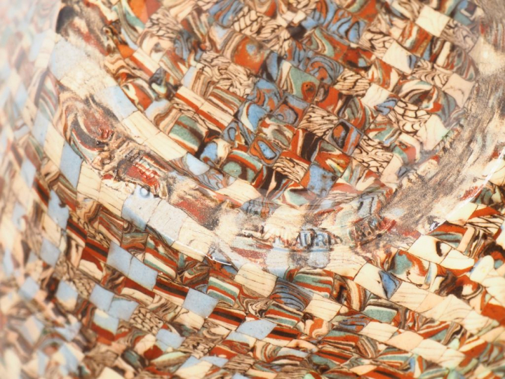 GERBINO.  Vase Art Déco en céramique polychrome à décor de motifs géom