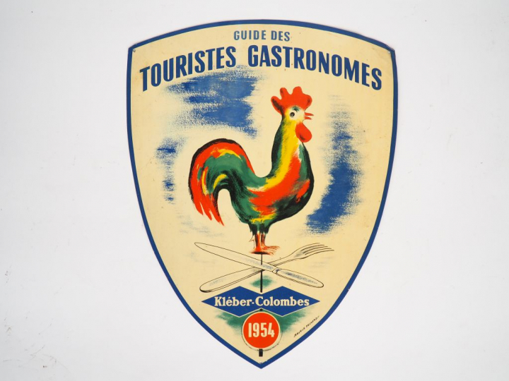 Plaque en tôle émaillée "Guide des touristes gastronomes"  Datée Klébe