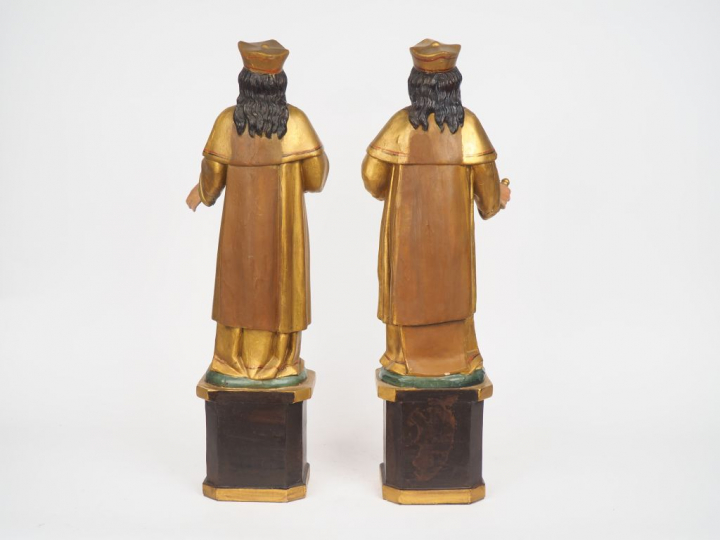 Ecole française XIXème. "Saint Côme" et "Saint Damien". Paire de sculp