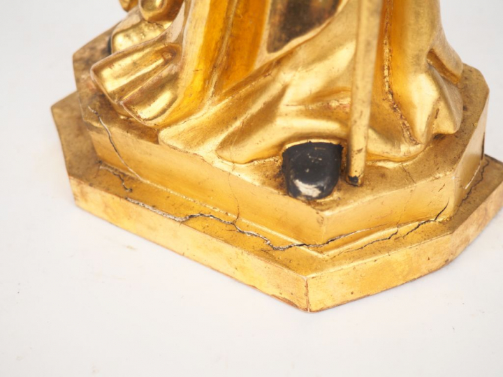 Ecole française XIXème. "Saint-Christophe". Sculpture en bois doré. H.