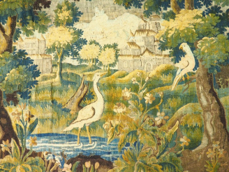 Vente aux enchères Grande tapisserie d'Aubusson XVIIème.  "verdure". Dim. 260,5 x 471 cm