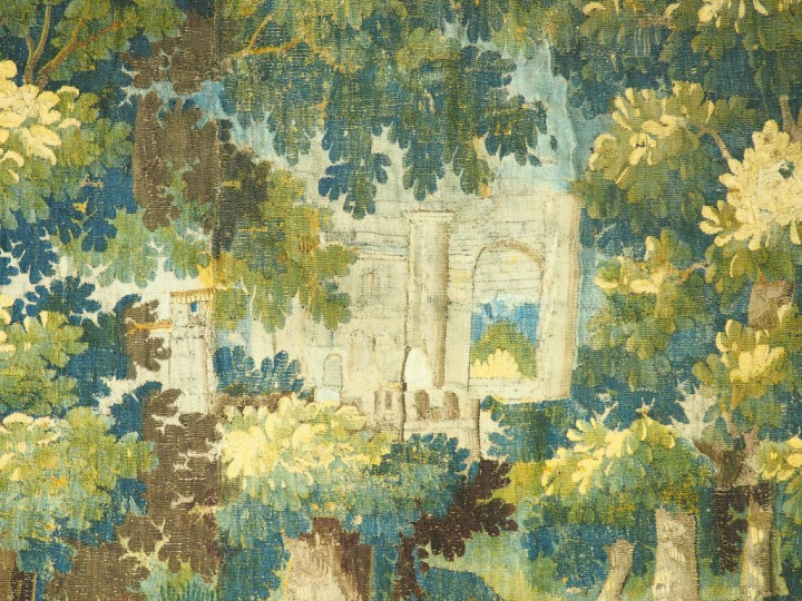 Grande tapisserie d'Aubusson XVIIème.  "verdure". Dim. 260,5 x 471 cm