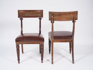 Vente aux enchères Suite de six chaises de salle à manger XIXème en acajou, dossier à ban