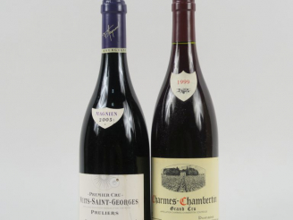Vente aux enchères 2 BOUTEILLES : 1 CHARMES CHAMBERTIN GC DOMAINE HENRI REBOURSEAU 1999 -