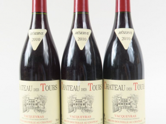 Vente aux enchères 3 BOUTEILLES VACQUEYRAS CHÂTEAU DES TOURS 'RÉSERVE' - 2010
