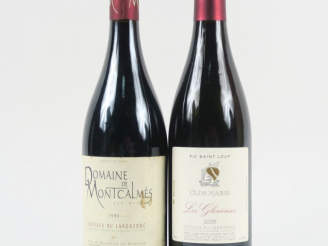 Vente aux enchères 2 BOUTEILLES COTEAUX DU LANGUEDOC : 1 DOMAINE DE MONTCALMÈS 1999 - 1 C