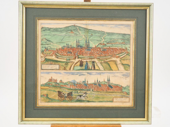 [ATLAS]. ENSEMBLE DE 5 PLANS XVIe-XVIIe DE VILLES ALLEMANDES, RUSSES E