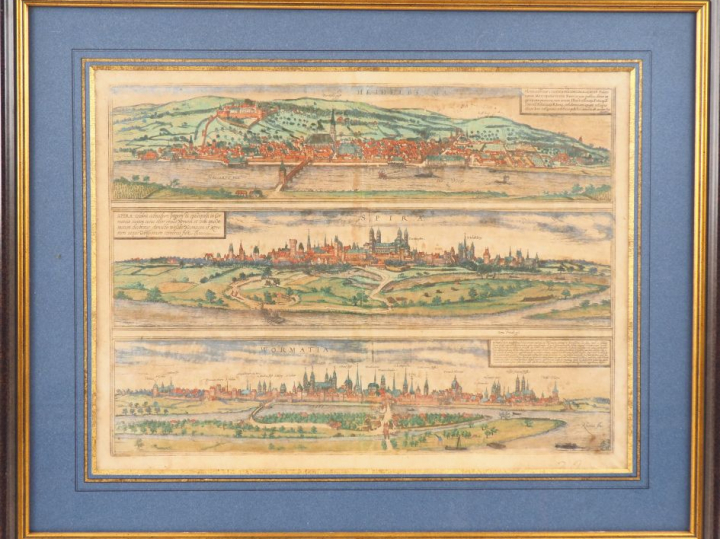 [ATLAS]. ENSEMBLE DE 5 PLANS XVIe-XVIIe DE VILLES ALLEMANDES, RUSSES E
