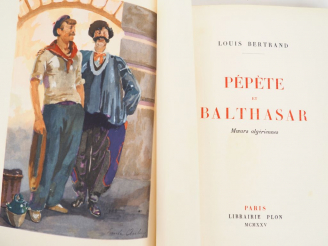 Vente aux enchères BERTRAND (L.). PÉPÈTE ET BALTHASAR. Mœurs algériennes. P., Plon, 1925.