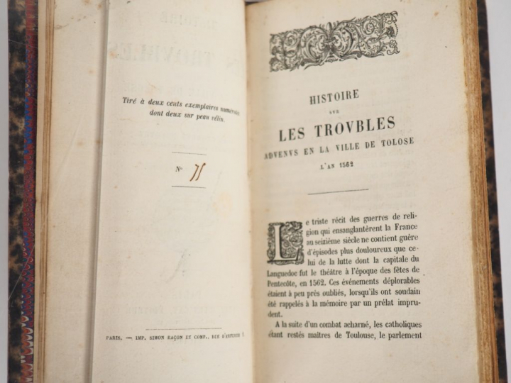 BOSQUET (G.). HISTOIRE SUR LES TROUBLES ADVENUS EN LA VILLE DE TOLOSE 