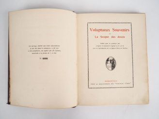 Vente aux enchères [CURIOSA]. VOLUPTUEUX SOUVENIRS ou Le Souper des douze. Romainville, P