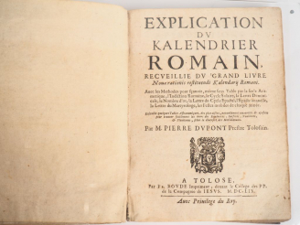 Vente aux enchères DUPONT (Pierre). EXPLICATION DU KALENDRIER ROMAIN, recueillie du Grand