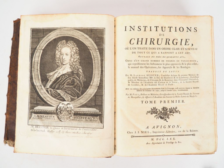 [MÉDECINE]. HEISTER (L.). INSTITUTIONS DE CHIRURGIE. Avignon, Niel, 17
