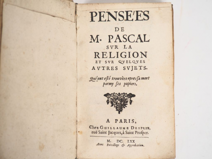 PASCAL (Blaise). PENSÉES de M. Pascal sur la Religion et sur quelques 