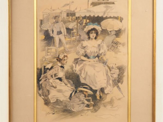 Vente aux enchères BAC (Ferdinand). AQUARELLE ORIGINALE. Fin XIXe, début XXe. Un f. sous 