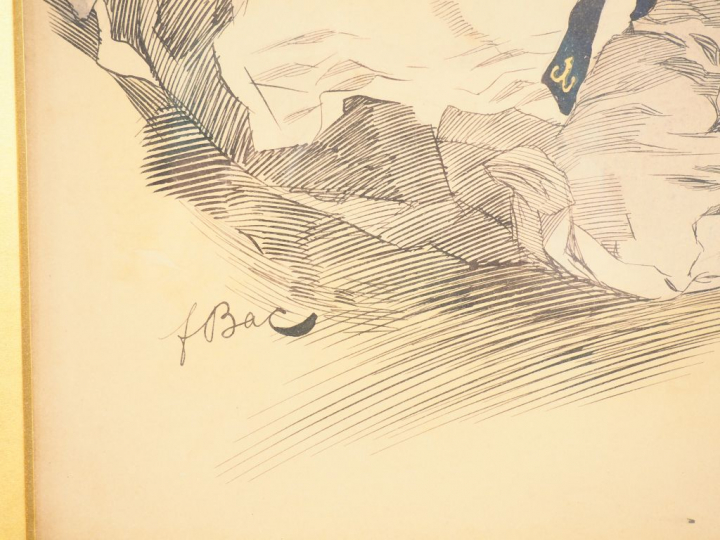 BAC (Ferdinand). AQUARELLE ORIGINALE. Fin XIXe, début XXe. Un f. sous 