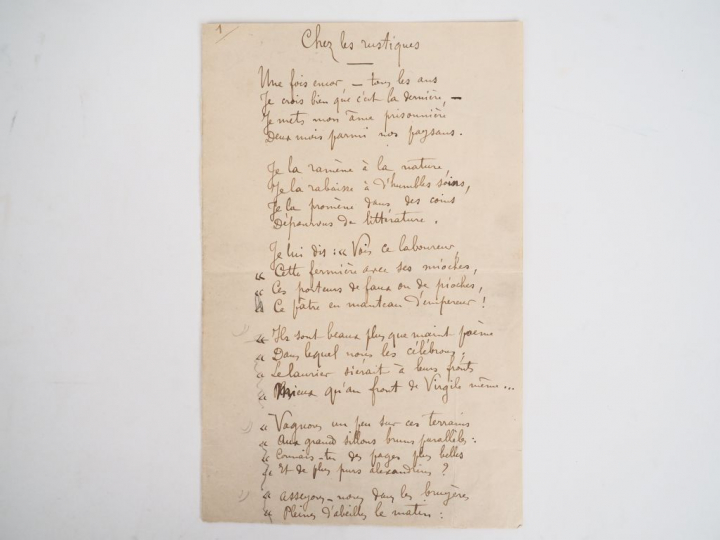 FABIÉ (François) (1846-1928). POÈME AUTOGRAPHE signé. Deux pages sur u