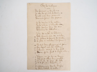 Vente aux enchères FABIÉ (François) (1846-1928). POÈME AUTOGRAPHE signé. Deux pages sur u