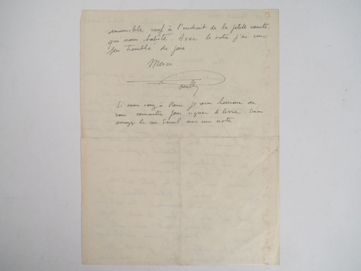 POUILLON (Fernand) (1912-1986). LETTRE AUTOGRAPHE SIGNÉE. [Paris], 15 