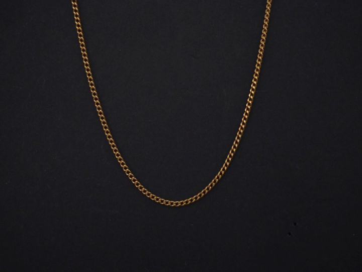 Chaine en or jaune, maille gourmette.  Poids. 3,53 g (fermoir accident