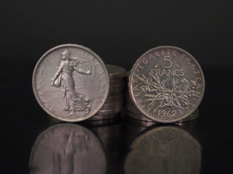 Vente aux enchères 17 pièces de 5 Francs argent Poids : 204 g   