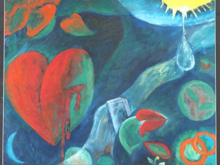 Chine, travail contemporain Gouache sur papier représentant une abstra